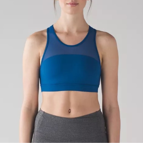 Lululemon Athletica Vibrant Blue Sports Bra Womens Move Bra with Mesh - Picture 1 of 7